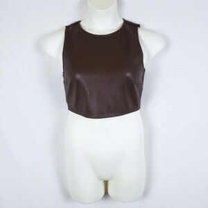 Kirious Faux Leather Top Brown Womens L Sleeveless Renaissance Cosplay Pirate